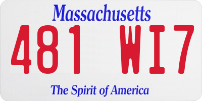 MA license plate 481WI7