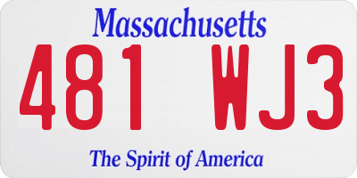 MA license plate 481WJ3
