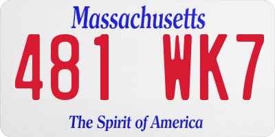 MA license plate 481WK7
