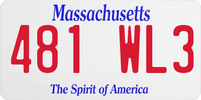 MA license plate 481WL3