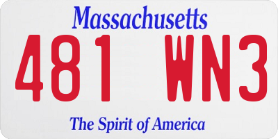 MA license plate 481WN3