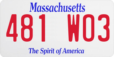 MA license plate 481WO3