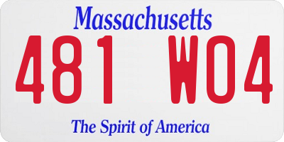 MA license plate 481WO4