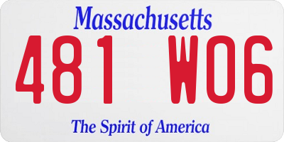 MA license plate 481WO6