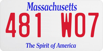 MA license plate 481WO7