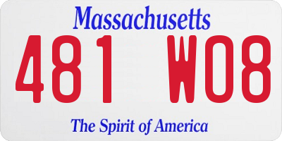 MA license plate 481WO8