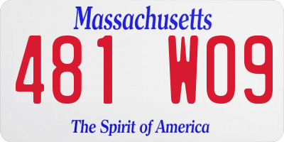 MA license plate 481WO9