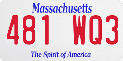 MA license plate 481WQ3