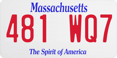 MA license plate 481WQ7
