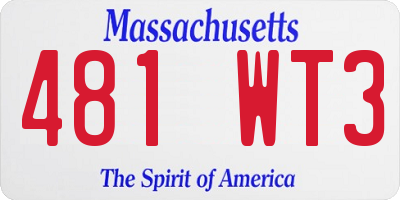 MA license plate 481WT3