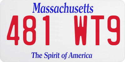 MA license plate 481WT9