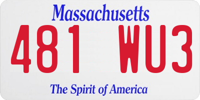 MA license plate 481WU3