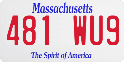 MA license plate 481WU9