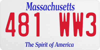 MA license plate 481WW3