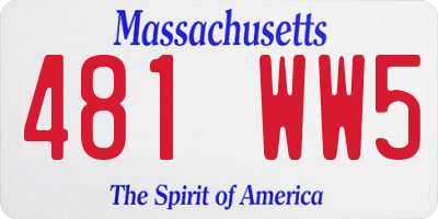 MA license plate 481WW5