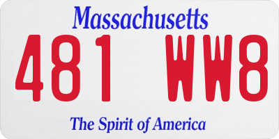 MA license plate 481WW8