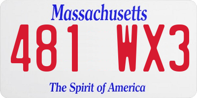 MA license plate 481WX3
