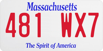 MA license plate 481WX7