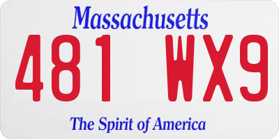 MA license plate 481WX9