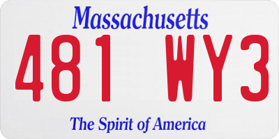 MA license plate 481WY3