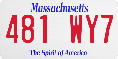 MA license plate 481WY7