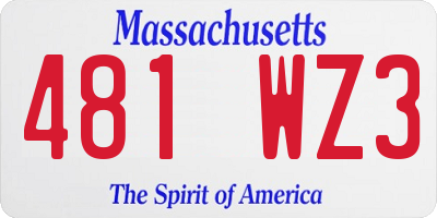 MA license plate 481WZ3