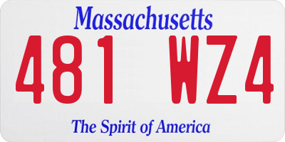 MA license plate 481WZ4