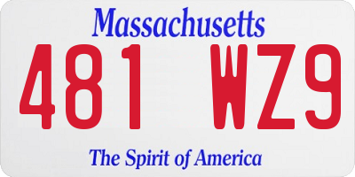 MA license plate 481WZ9