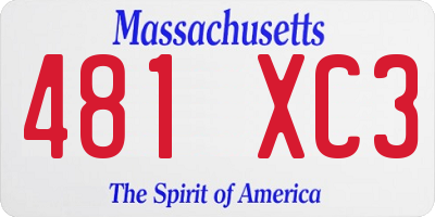 MA license plate 481XC3