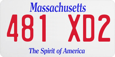 MA license plate 481XD2