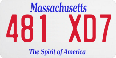 MA license plate 481XD7