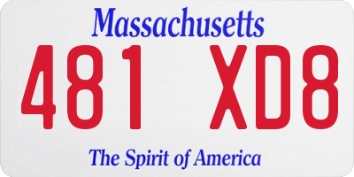 MA license plate 481XD8