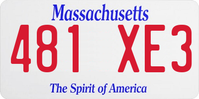 MA license plate 481XE3