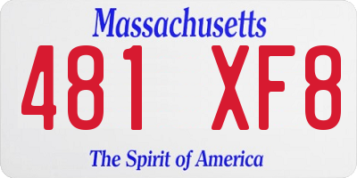 MA license plate 481XF8