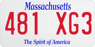 MA license plate 481XG3