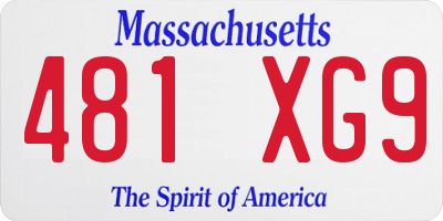 MA license plate 481XG9