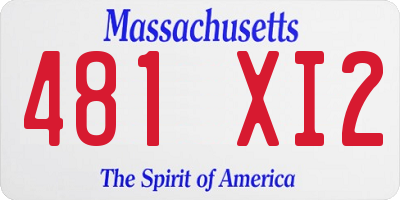 MA license plate 481XI2