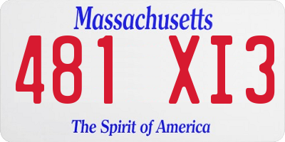 MA license plate 481XI3