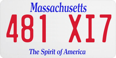 MA license plate 481XI7