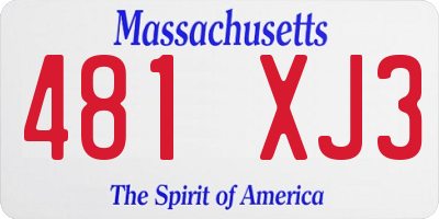 MA license plate 481XJ3