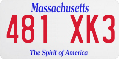 MA license plate 481XK3
