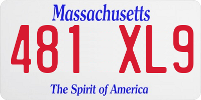 MA license plate 481XL9