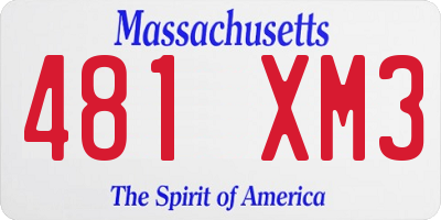 MA license plate 481XM3