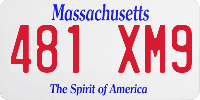 MA license plate 481XM9