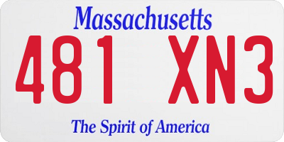 MA license plate 481XN3