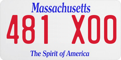 MA license plate 481XO0