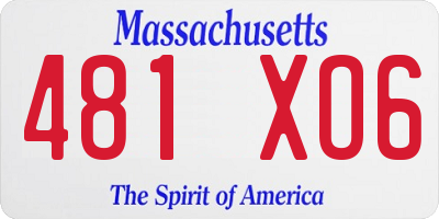 MA license plate 481XO6