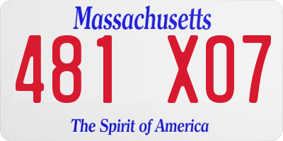 MA license plate 481XO7