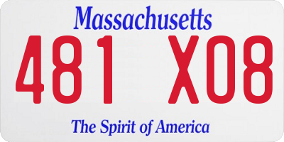 MA license plate 481XO8
