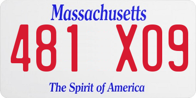 MA license plate 481XO9